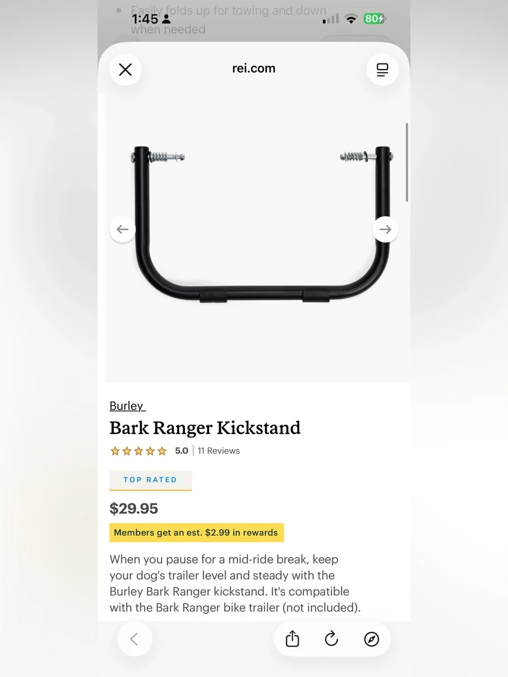 Burley Bark Ranger Kickstand Standard Pet Bike Trailer Accessory NEW unopened